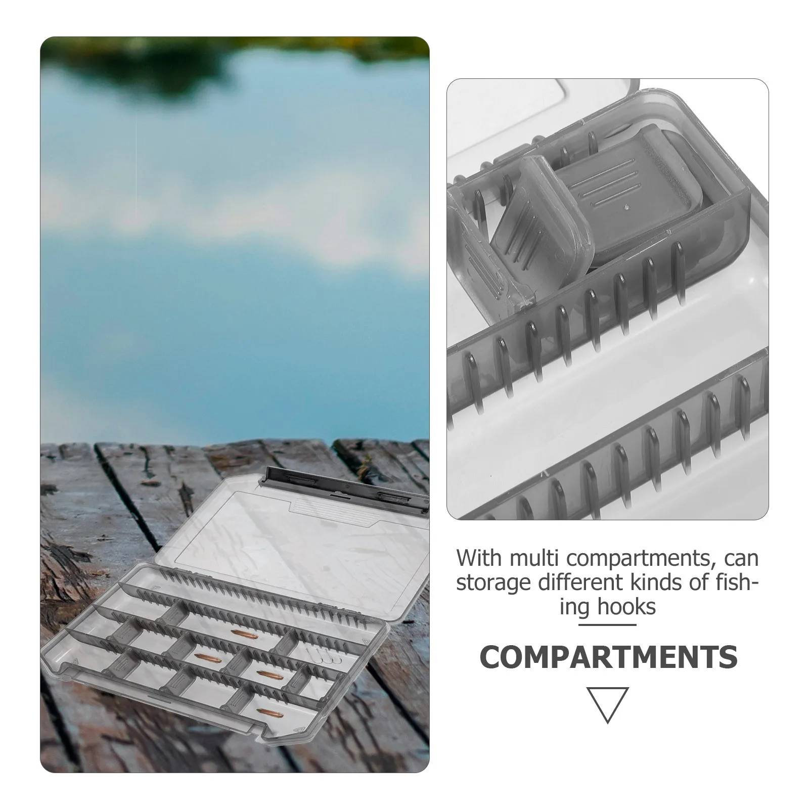 

Clear Tackle Box Organizer with ABS Trays for Fishing Lures Nets Pliers Swivels Rod Holders Outdoor Gear Equipment