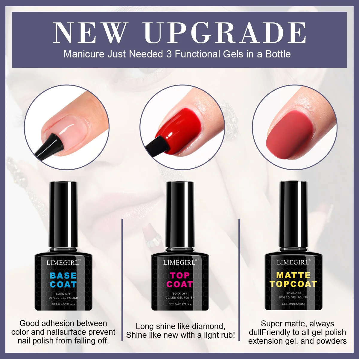 LIMEGIRL Halloween Zestaw żelowych lakierów do paznokci z top coatem i baza pod lakier do paznokci DIY Design Gel Manicure Salon & Home Halloween Gift