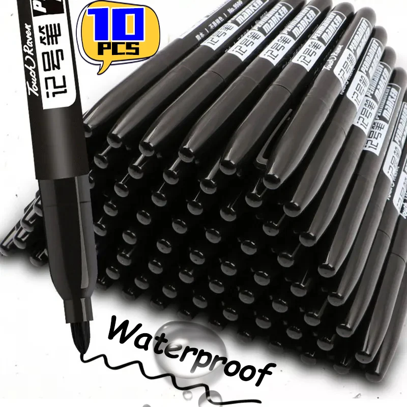 1.5mm Permanent Paint Marker Pen Drawing Markers Oil-Based Waterproof Black Ink Sketch Pens Stationery Art School Supplies