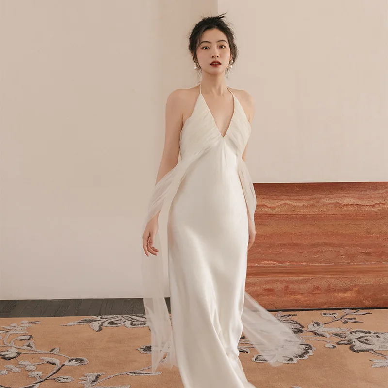 

Light Wedding Dress French Style2025New Simple Forest Style Travel Photography Bride Wedding Welcome Outing Gauze Dress for Wome