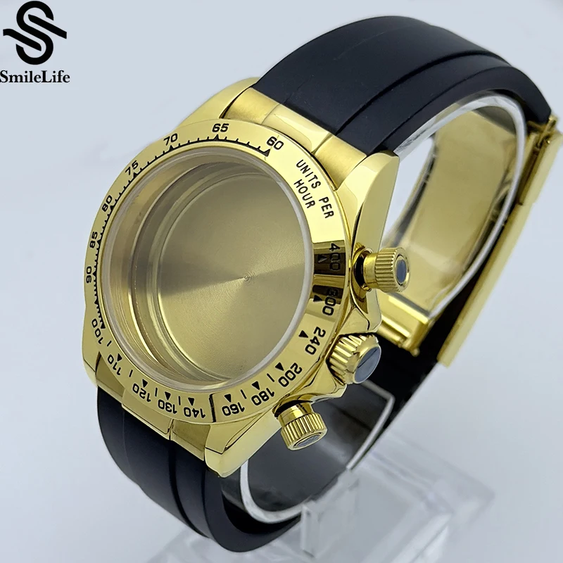 SmileLife VK63 Cassa in oro 39mm Cassa in acciaio inossidabile 316L adatta al movimento al quarzo VK63 Accessori per orologi Cinturino per orologio in acciaio inossidabile