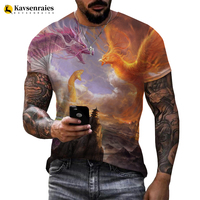 SUMMER NOVELTY Cool Fashion Mens T Shirt, 3D Print Sci-Fi Dragon Movie Psychedelic Color Short Sleeve T Shirt Best Selling 6XL