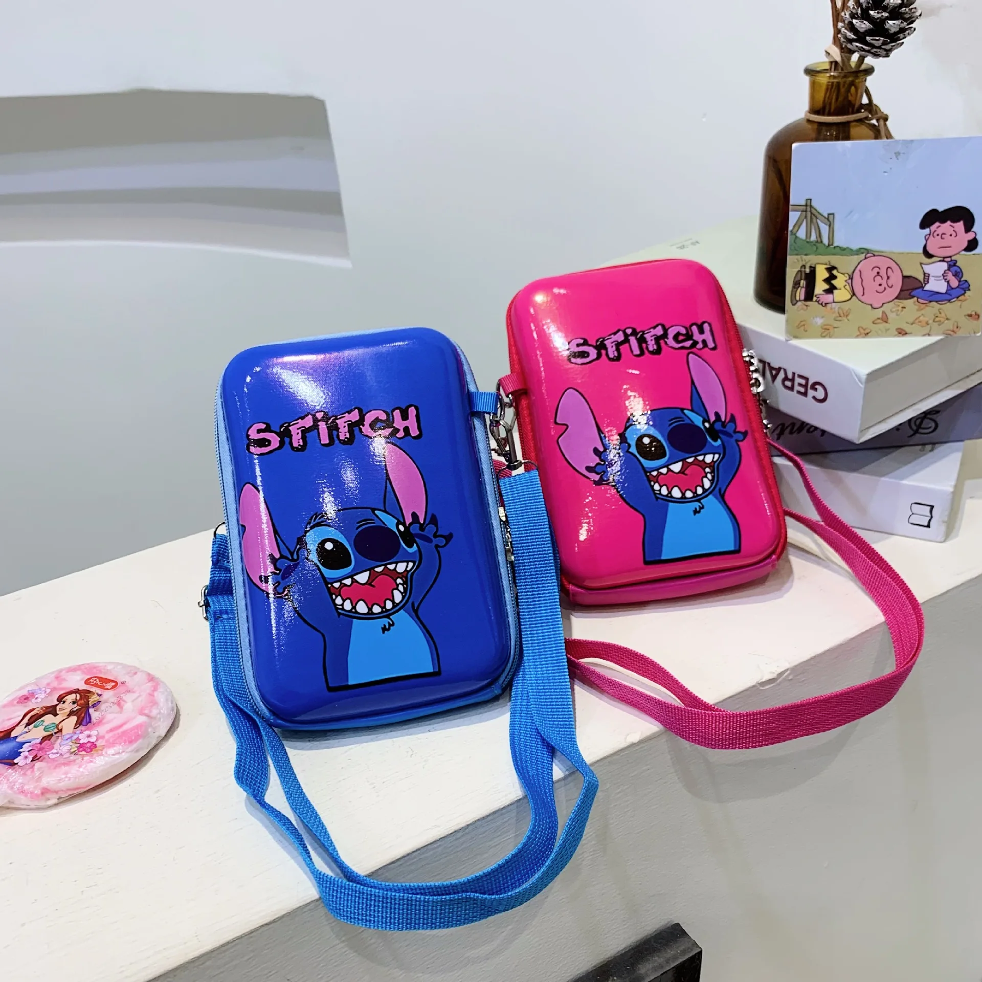 Borsa a tracolla Disney Stitch Borse portaoggetti a punto simpatico cartone animato Borse a tracolla Borse a tracolla per ragazze Ragazzi Borse a tracolla per esterni Portamonete Regali