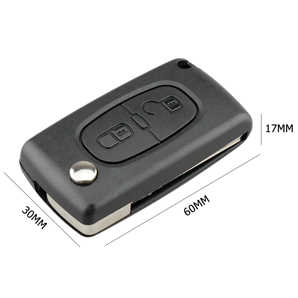 2 Buttons Flip Folding Key Case Replacement Remote Car Key Fob Case Black for Peugeot 207 307 view 5