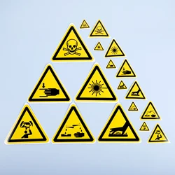 5 pz triangolo segnale di avvertimento adesivo allarme Logo etichetta attenzione male riscaldamento corrosione veleno Laser Bumping adesivo 2.5/5/10cm