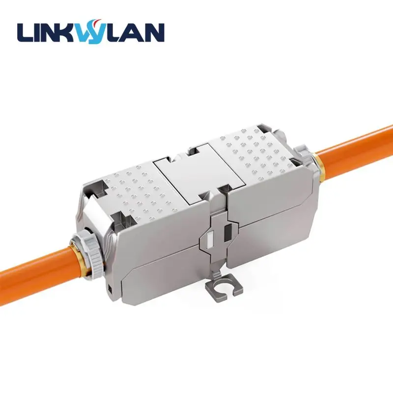 Linkwylan  Network Insulation Displacement LSA CAT 6A  Connector LAN STP Zinc Alloy Tool-free Silver Connected 2 Cables