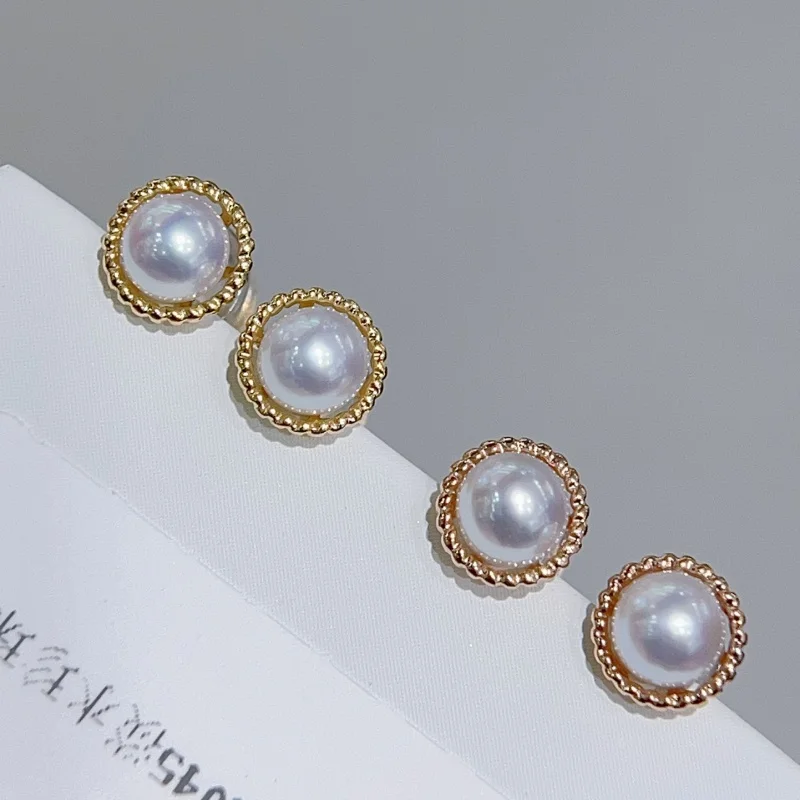 

SGARIT Vintage Round 18k Filled Gold Women Earrings Fashion Temperament Ear Stud Circle Pearls Jewelry
