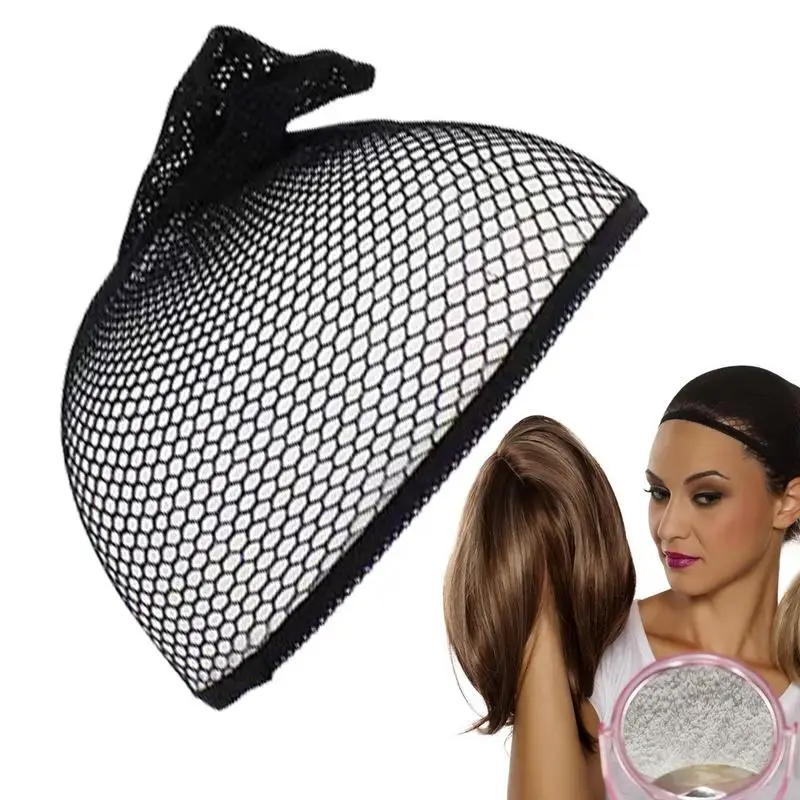 1pcs Black NEW Fashion Weaving Caps Stretchable Elastic Hair Net Top Open Wig Net Caps Hairnet Hair Mesh