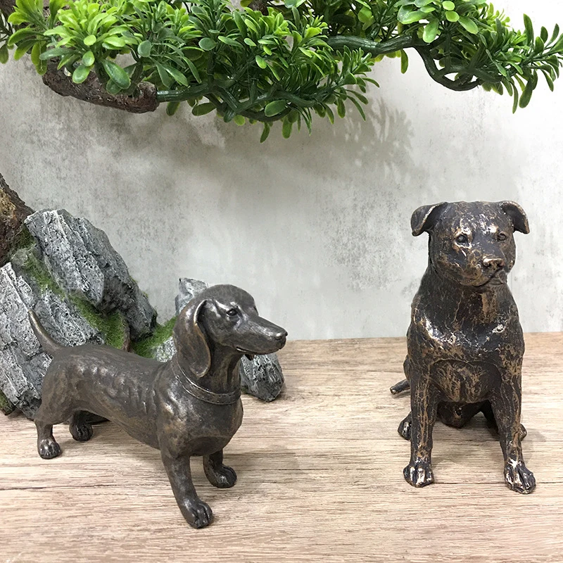 Bronze Imitation Springer Spaniel Decoration, Home Indoor Tabletop, Greyhound Decorative Bauble