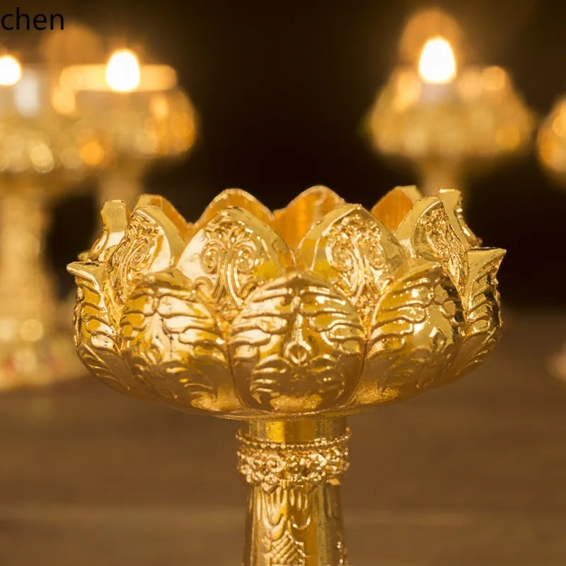 YFY lotus ghee lamp everlasting candle holder for home decoration tall seven star lamp holder