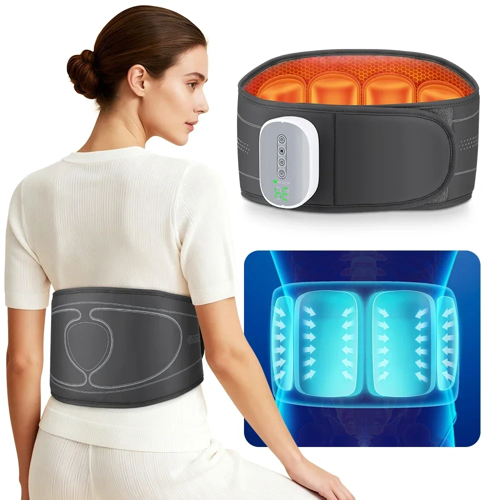 Heating Waist Massager Electric Airbag Belt USB Charge Hot Compress Lumbar Back Support Brace Relaxation Office Worker Home Use