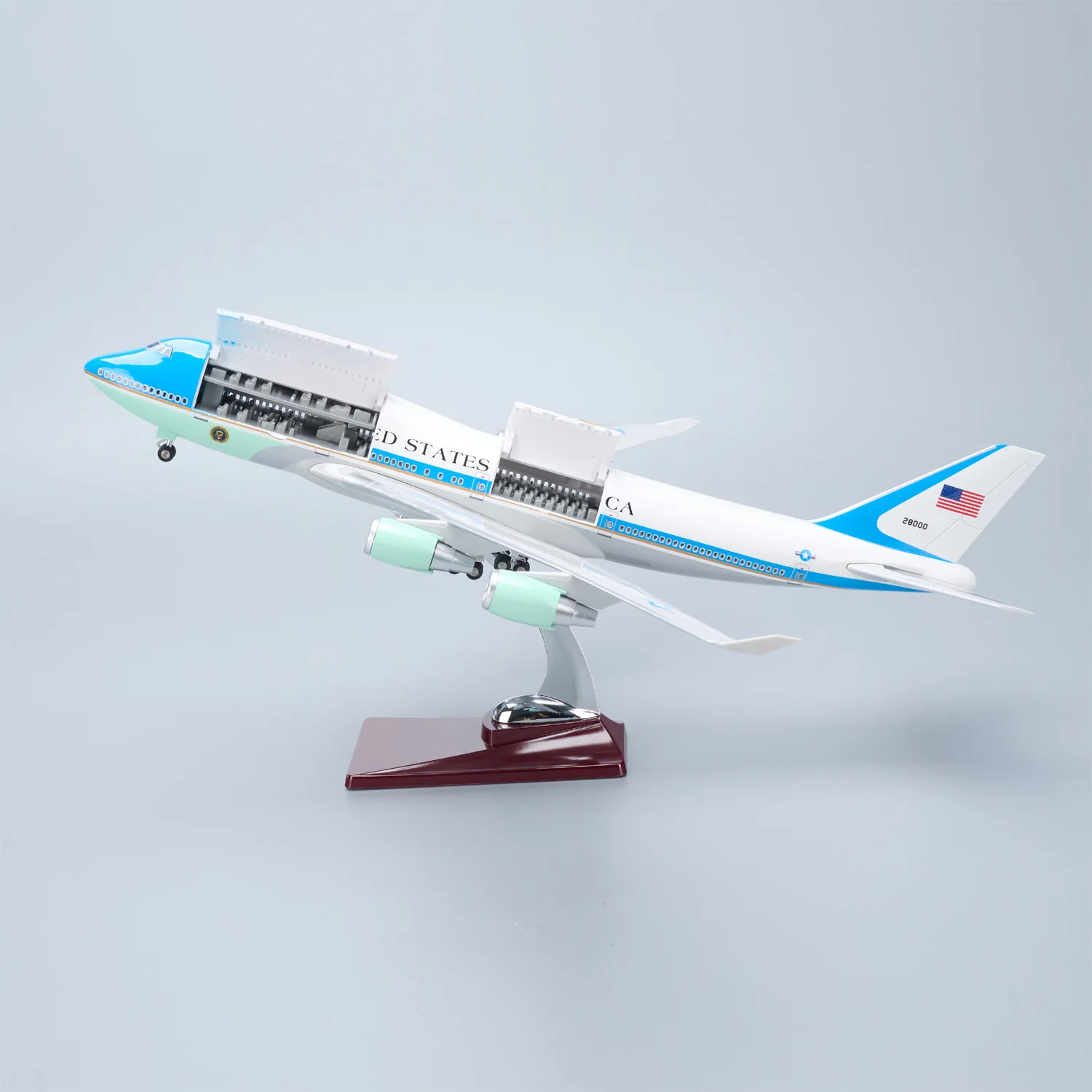 47cm American Air Force One B747 Resin Diecast Airplane Model Kit Cabin Door Openable For Aviation Souvenir Gift or Collection