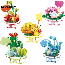 Keeppley Pokemon Building Block Pikachu Charmander Squirtle Model Toy HomeDecoration Plant Potted Flower Brick Toy Child Gift