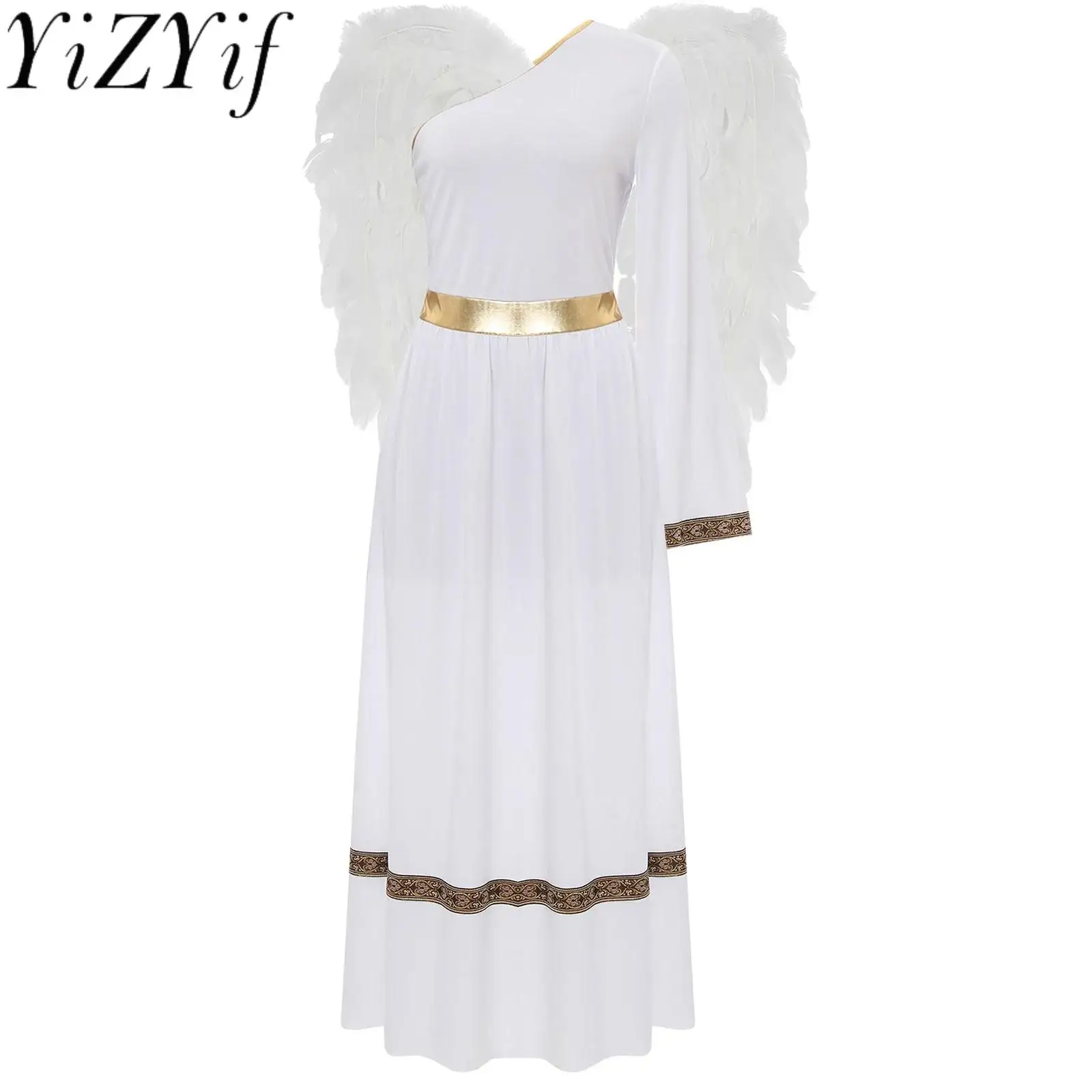 

Женское древнегреческое римское платье принцессы для косплея Тоги и комплект из 2 предметов с крыльями ангела для Хэллоуина, вечерние костюмы принцессы для косплея