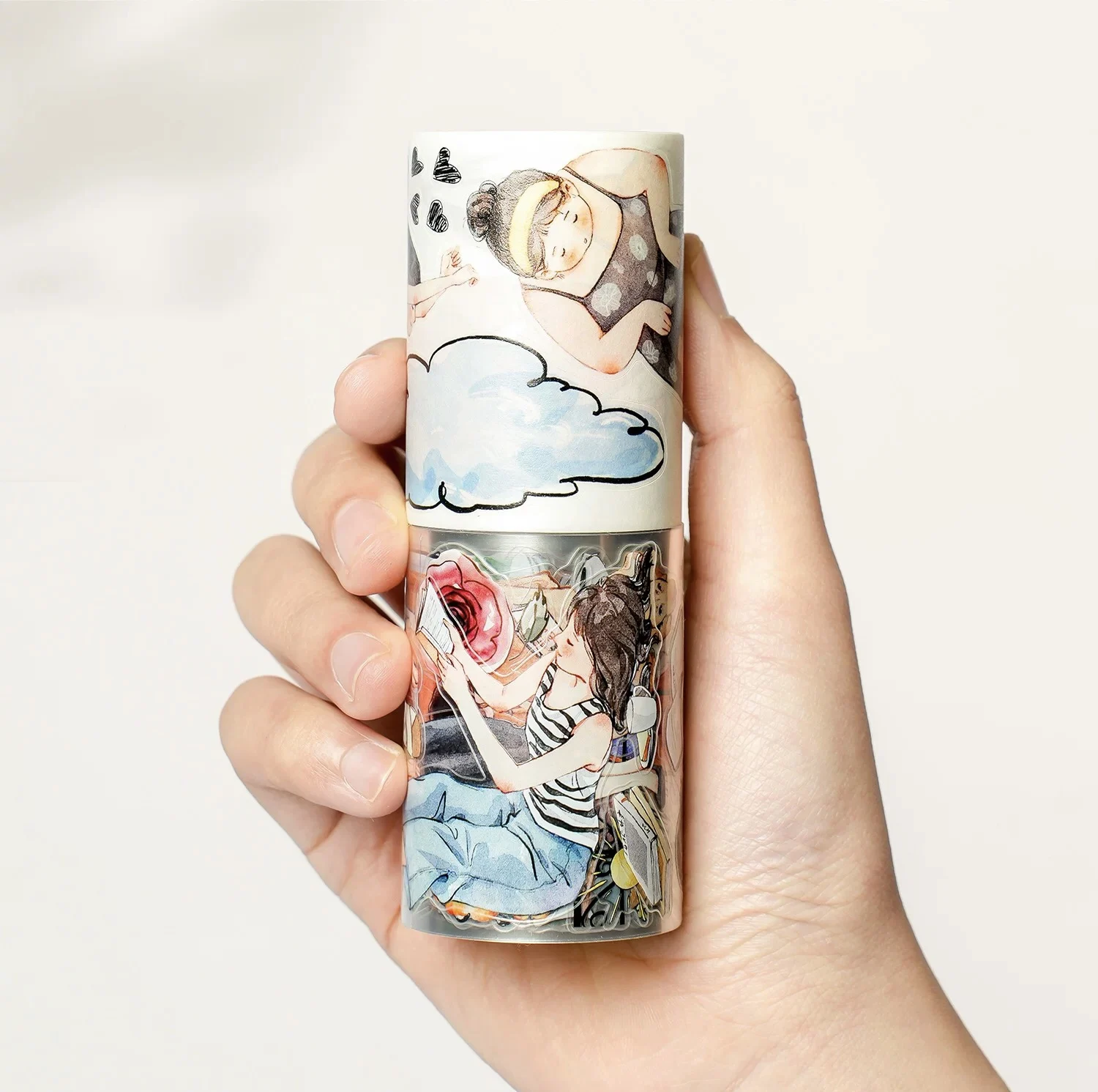 WT Studio Vintage Slowly Life Girl Washi PET Tape DIY Card Making Scrapbooking Decorative Plan Sticker