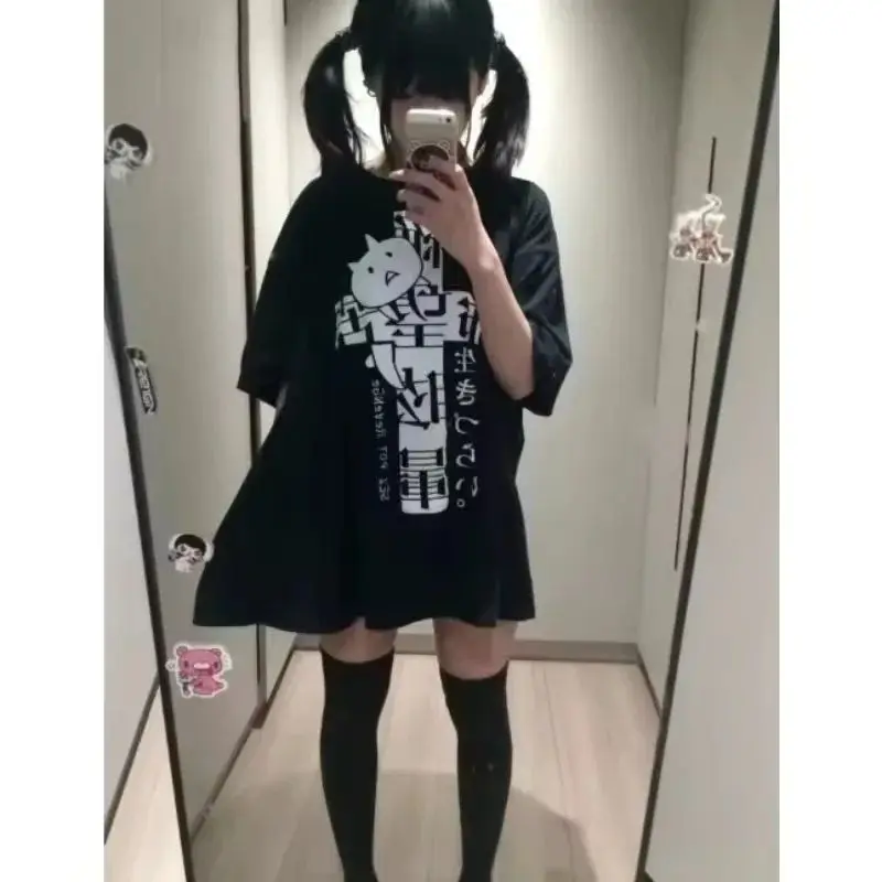 Punk T Shirts Fashion Subculture Solid Color Individual Top Bug Girl Harajuku T-shirt Printed Short Sleeve Casual Print T-shirt