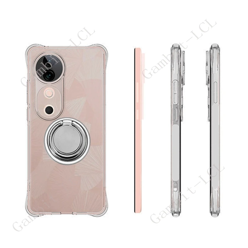 For Vivo V40 Pro T3 Ultra S19 Pro S19Pro V2362A V2347 Back Ring Holder Bracket Phone Case Smartphone TPU Soft Cover