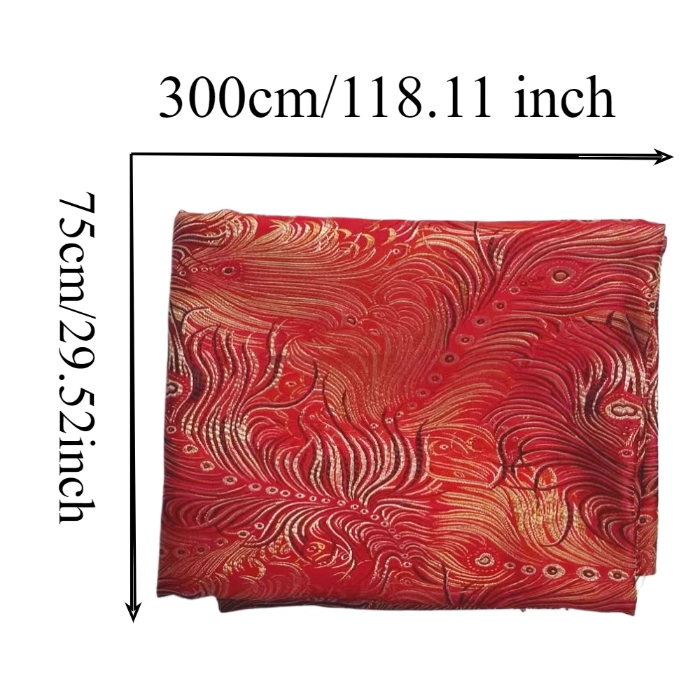 High Quality Red Chaotic Phoenix Tail Jacquard Chinese Style DIY Handmade Material Weaving Brocade Fabric by 118.11*29.52inches
