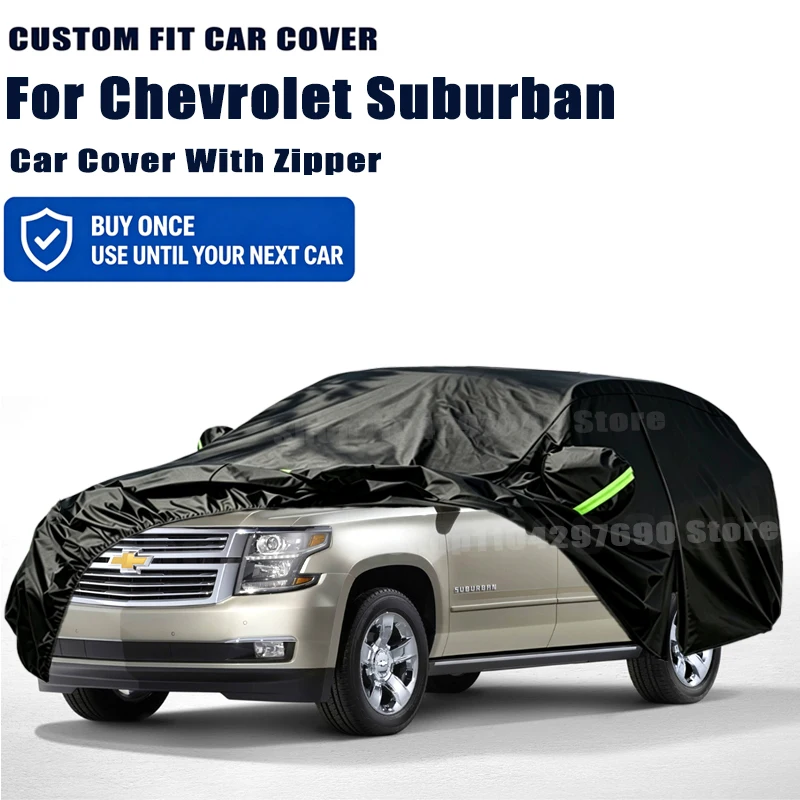 For Chevrolet Suburban Outdoor Full Car Cover With Zipper Snow Cover Sunshade Waterproof Dustproof Exterior Protection