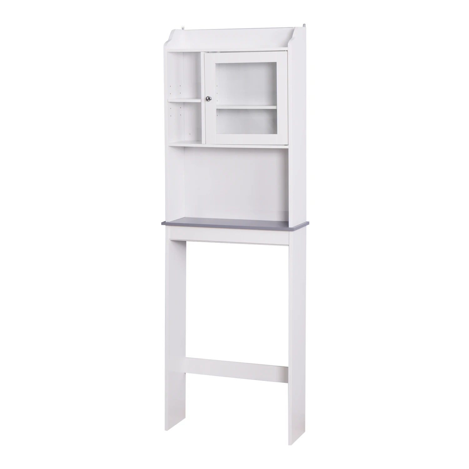 

Modern White Bathroom Storage Cabinet - Over The Toilet Space Saver Organization