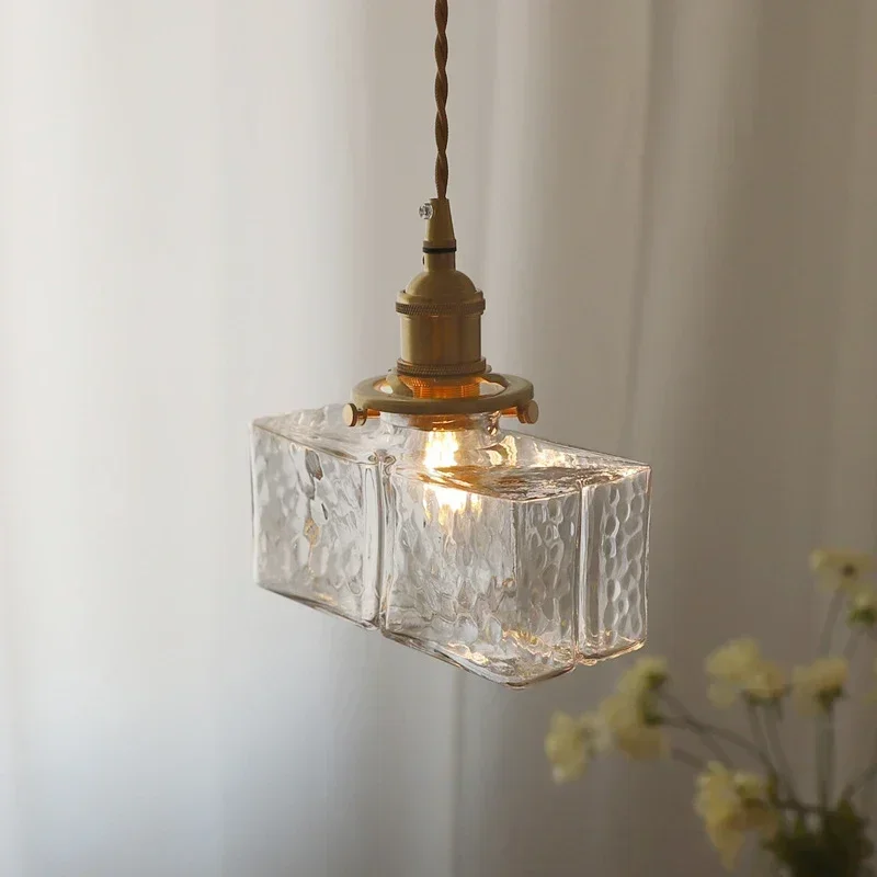 

Japanese Luxury Chandelier Lights for Bedroom Dining Room Modern Minimalist Glass Lustre Led Chander Lighting Brass Bedside Lamp