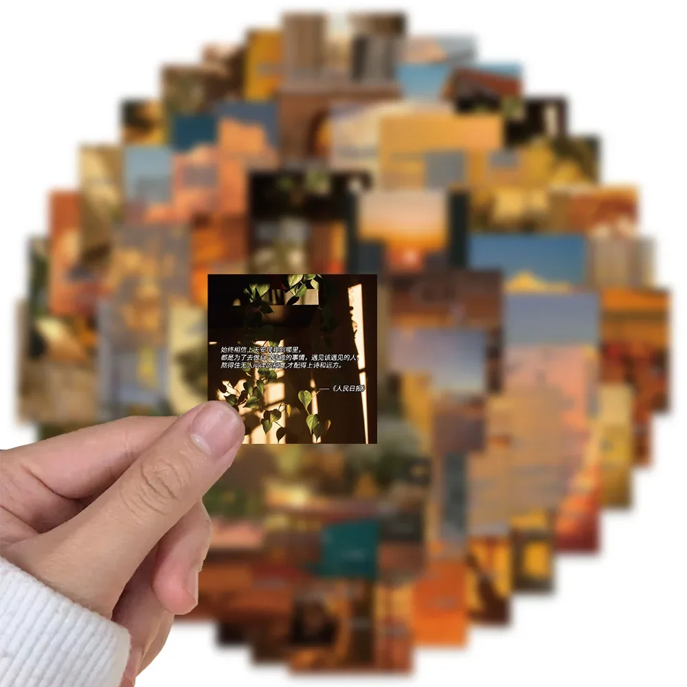 Autocollant de dessin animé paysage pour iPad, graffiti, tasse à eau, bricolage, autocollant mural, cahier, décoration de planche à roulettes, 50 pièces