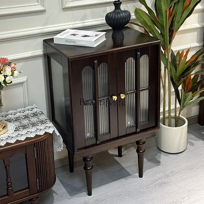 

yj5 French Style Solid Wood Corner Cabinet American Style Wall-Mounted Simple Storage Cabinet Changhong Glass Door