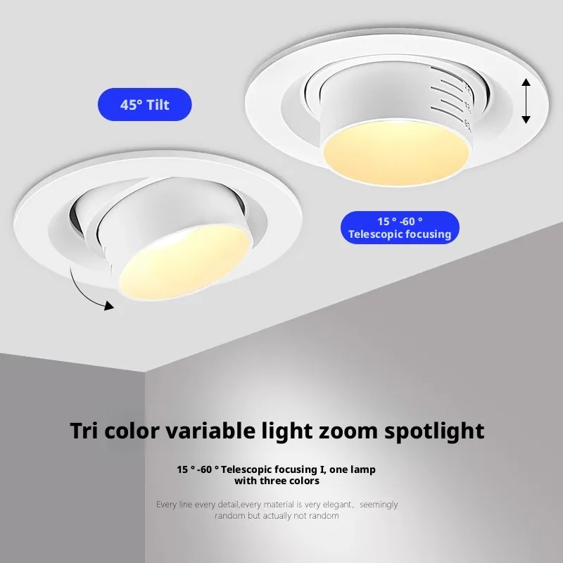 Triac Adjustable Focus Spot Light Cob Zoom Adjustable Angle Home Background Wall Store Commercial Tube Light Led Embedded