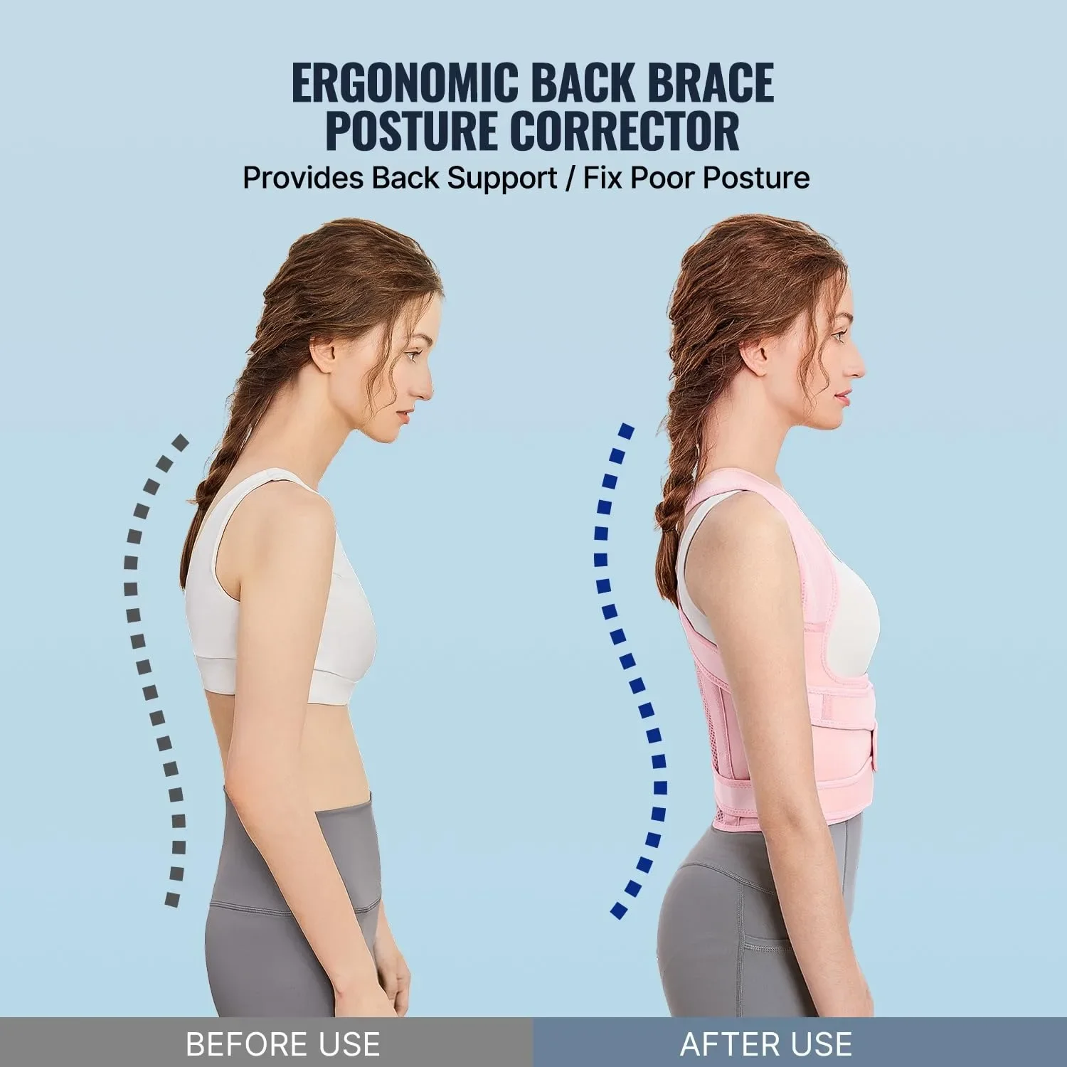 SSUNTAK Breathable Back Posture Corrector Hunchback Correction Belt Full Back Support Spine Alignment Lumbar Pad for Men Women