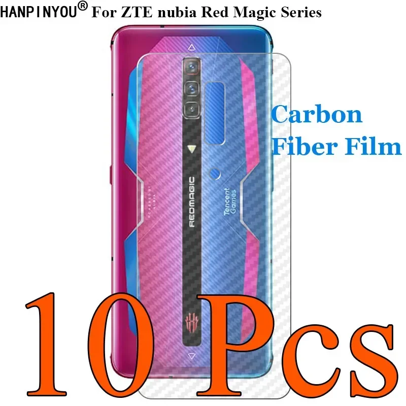 10 Pcs For ZTE nubia Red Magic 9 8 8s 7 7s 6 6R Pro Plus 3D Transparent Carbon Fiber Back Film Skin Screen Protector Sticker