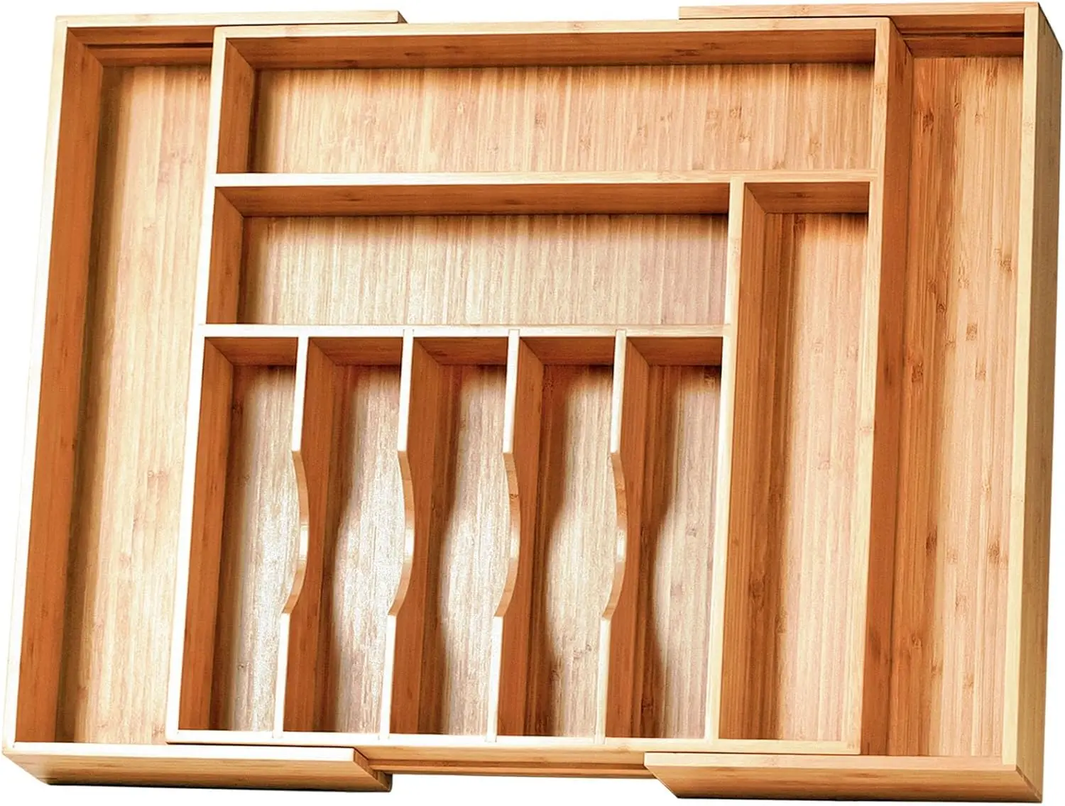 

Expandable Bamboo Drawer Organizer, Adjustable Width 17-28", Deep 19", High Storage for Kitchen Utensils