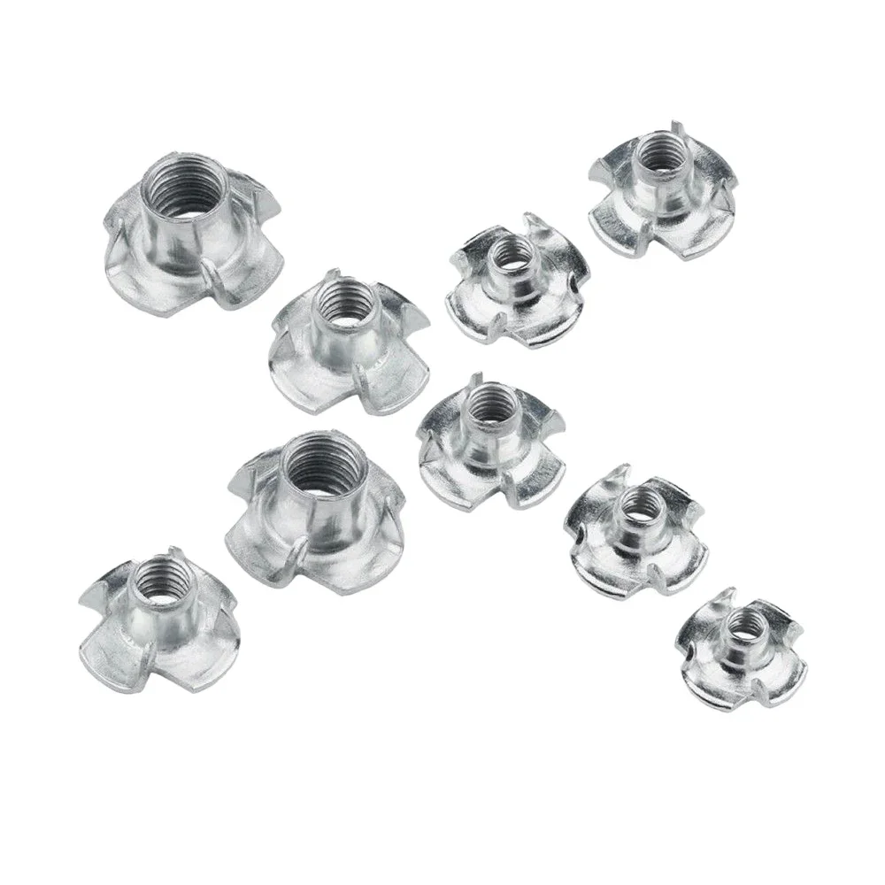 25 pezzi/10 pezzi/5 pezzi M3 M4 M5 M6 M8 M10 Dadi a T a quattro artigli Dadi a T ciechi con punte per altoparlante e mobili