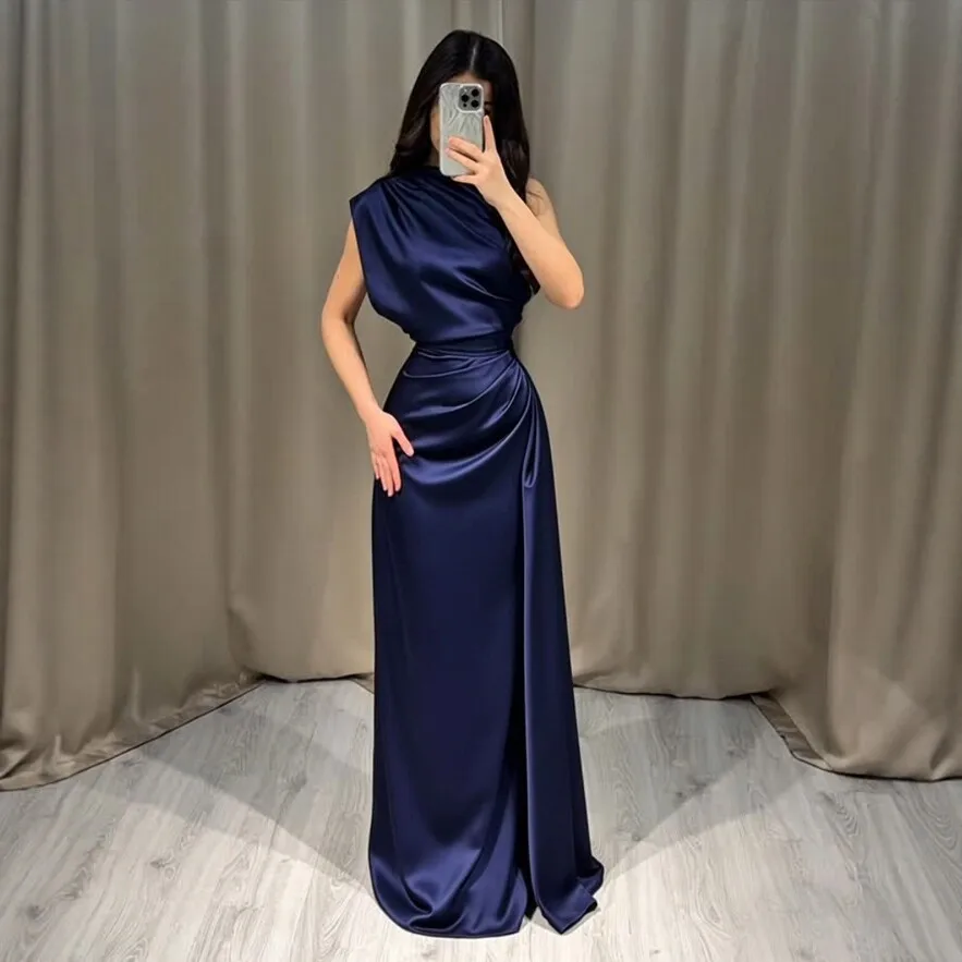 Round Neck Party Gown Irregular Hem Socialite Style with Date Evening Dress for Stage Summer Maxi Length Sheath Daily for Women