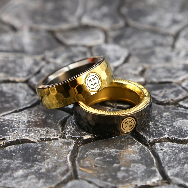 Tactile Ratchet Fidget Ring - Stainless Steel EDC Spinner Gear | Rotating Stress Relief Toy for Adults Fidget Toy