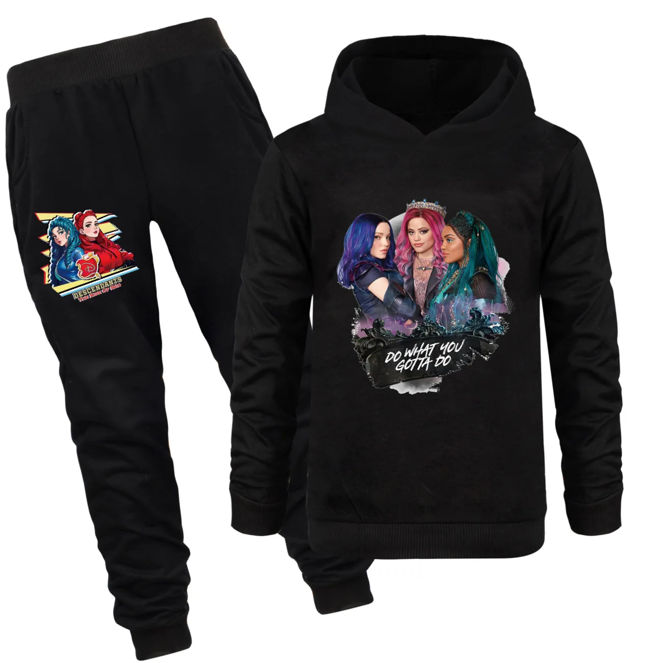 

New Descendants 4 Clothes Baby Boys Hoody Sweatshirts Pants 2pcs Sets Kids Spring Autumn Tracksuit Toddler Girls Cartoon Outfits