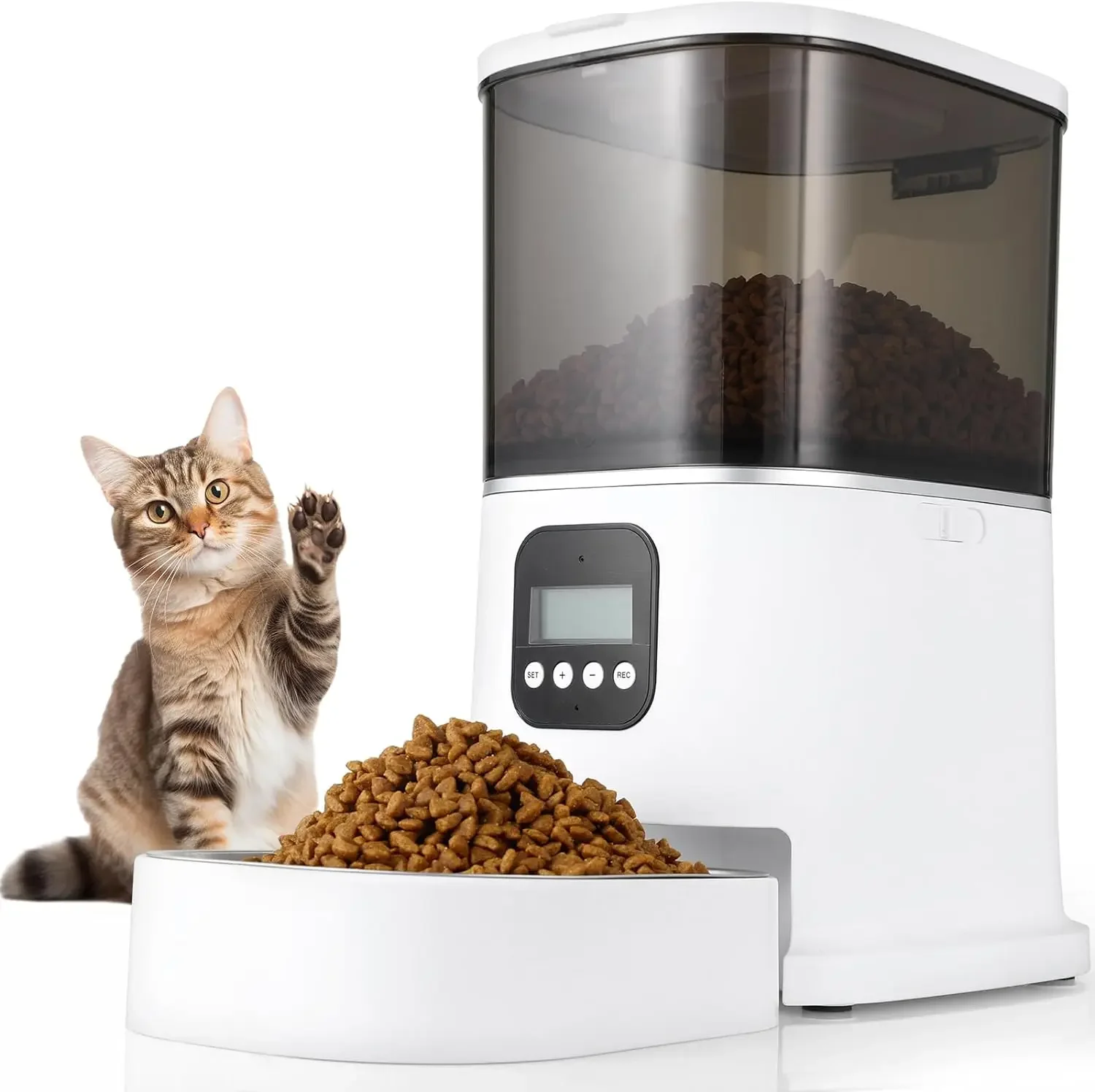 6L Automatic Pet Feeder for Cats and Dogs,Automatic Pet Food Dispenser with Bowl, Portion Control and Sound Recording Function