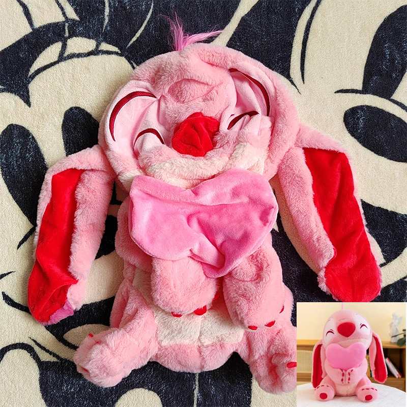 Kawaii Disney Lilo and Stitch Plush Toys Love Anime Pink Big Stich Angel Doll Pillow Semi-finished Leather Holster Gift for Kids