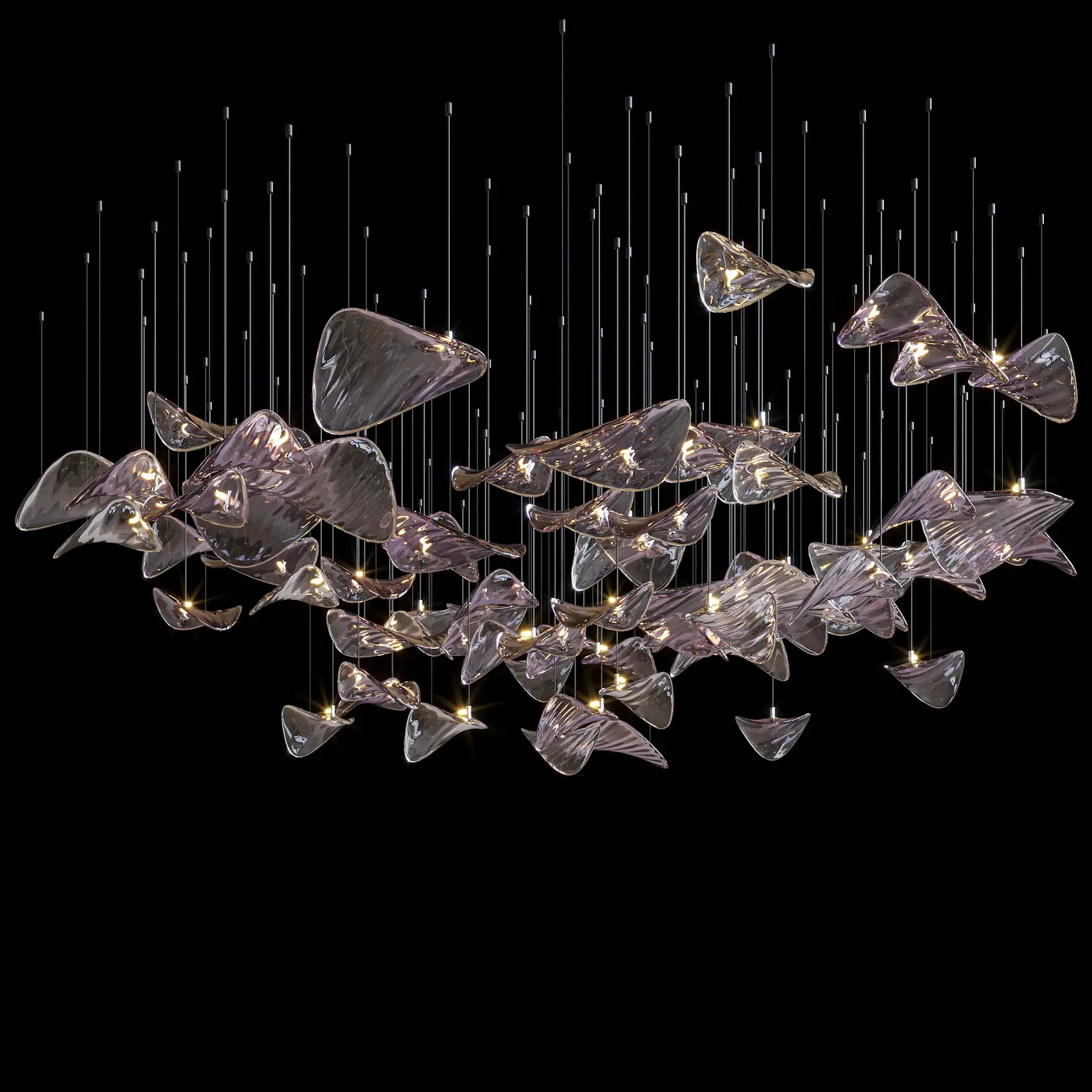 العملاء الفن تصميم طبق من الزجاج الأرجواني قليلا الضوء الثريا قلادة ضوء مشروع الإنارات