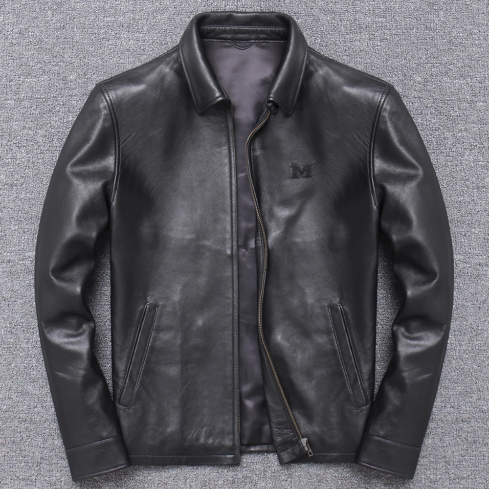 

shipping.100% YR!Free genuine jacket for men.2024 Classic casual father's leather coat.soft sheepskin cloth.wholesales