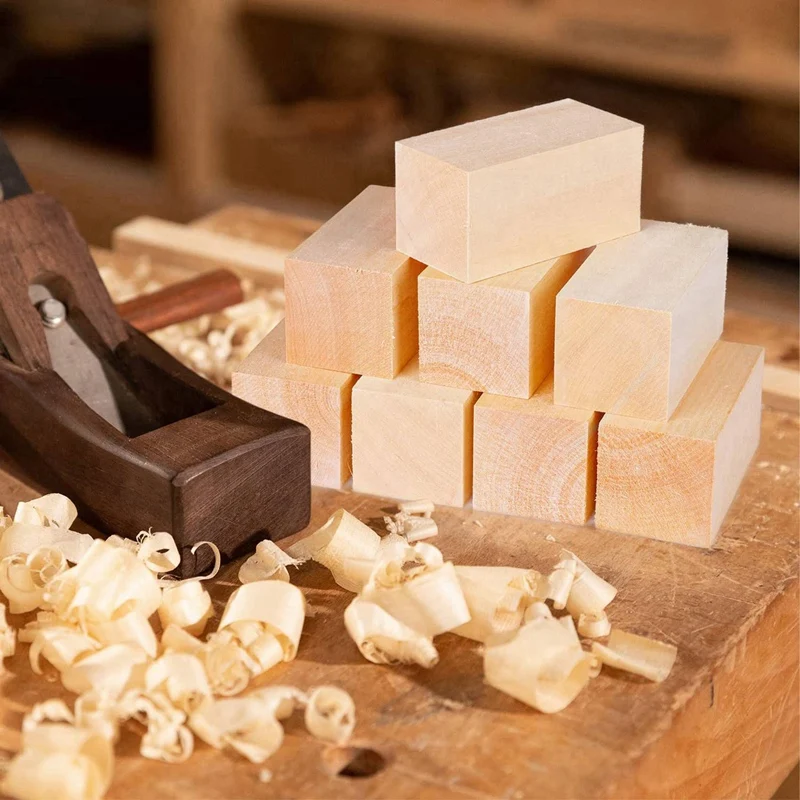 24x blocos de escultura em madeira de basswood 4x2x2 Polegada, grande kit de blocos de escultura em madeira para crianças adultos iniciantes ou especialistas