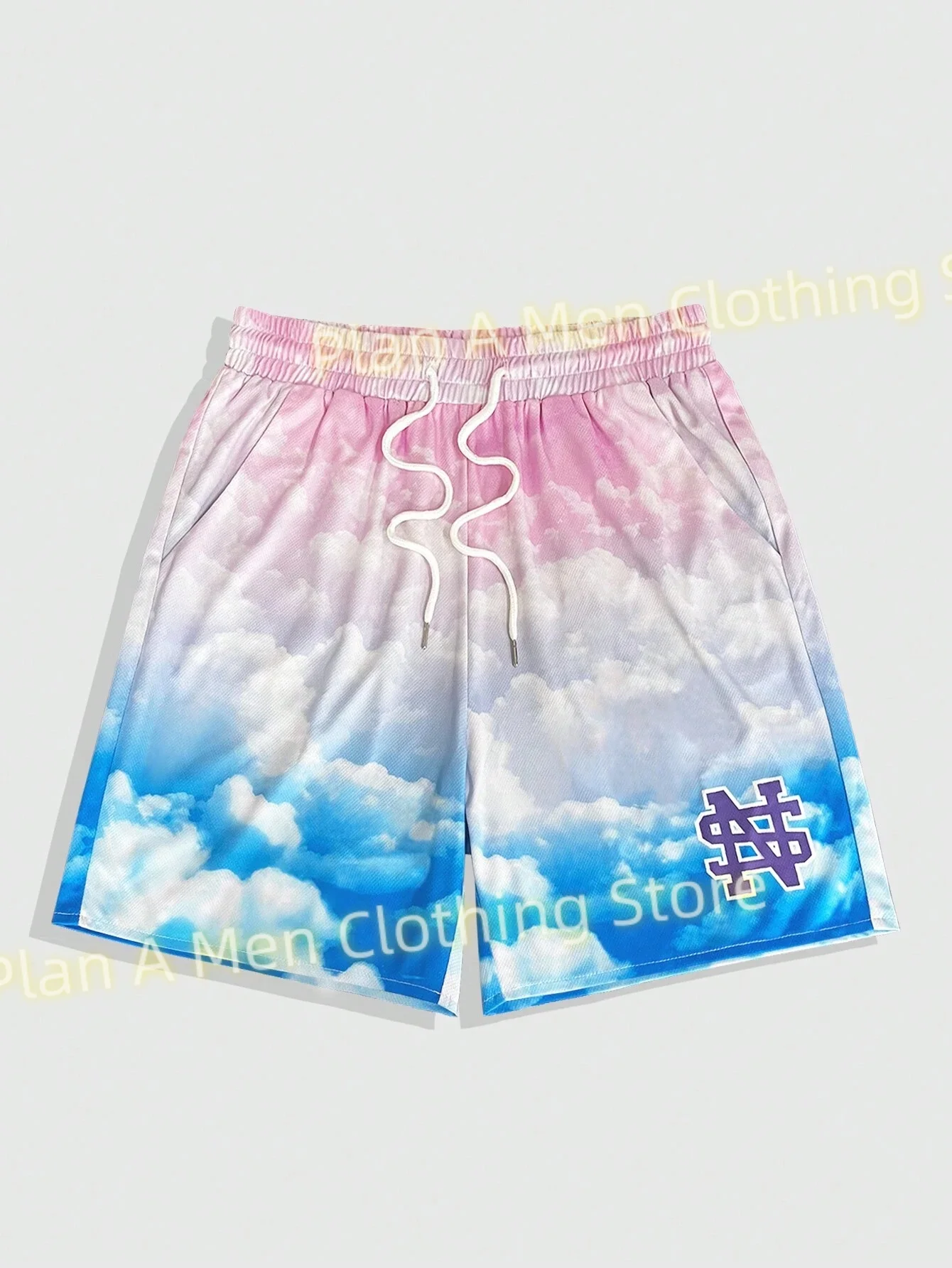 Sportwear Men Classic Beach Shorts New Fashion Colorful Cloud Sky Print Shorts Men Gym Shorts Holiday Daily Shorts Men Clothing