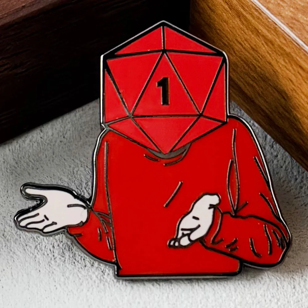 Guess I'll Die D20 Würfelkopf Emaille-Pin RPG DND-Inspirations-Abzeichen Vintage Tischspiel-Schmuck Gamer-Fans Geschenk Sammlerstück Souvenir