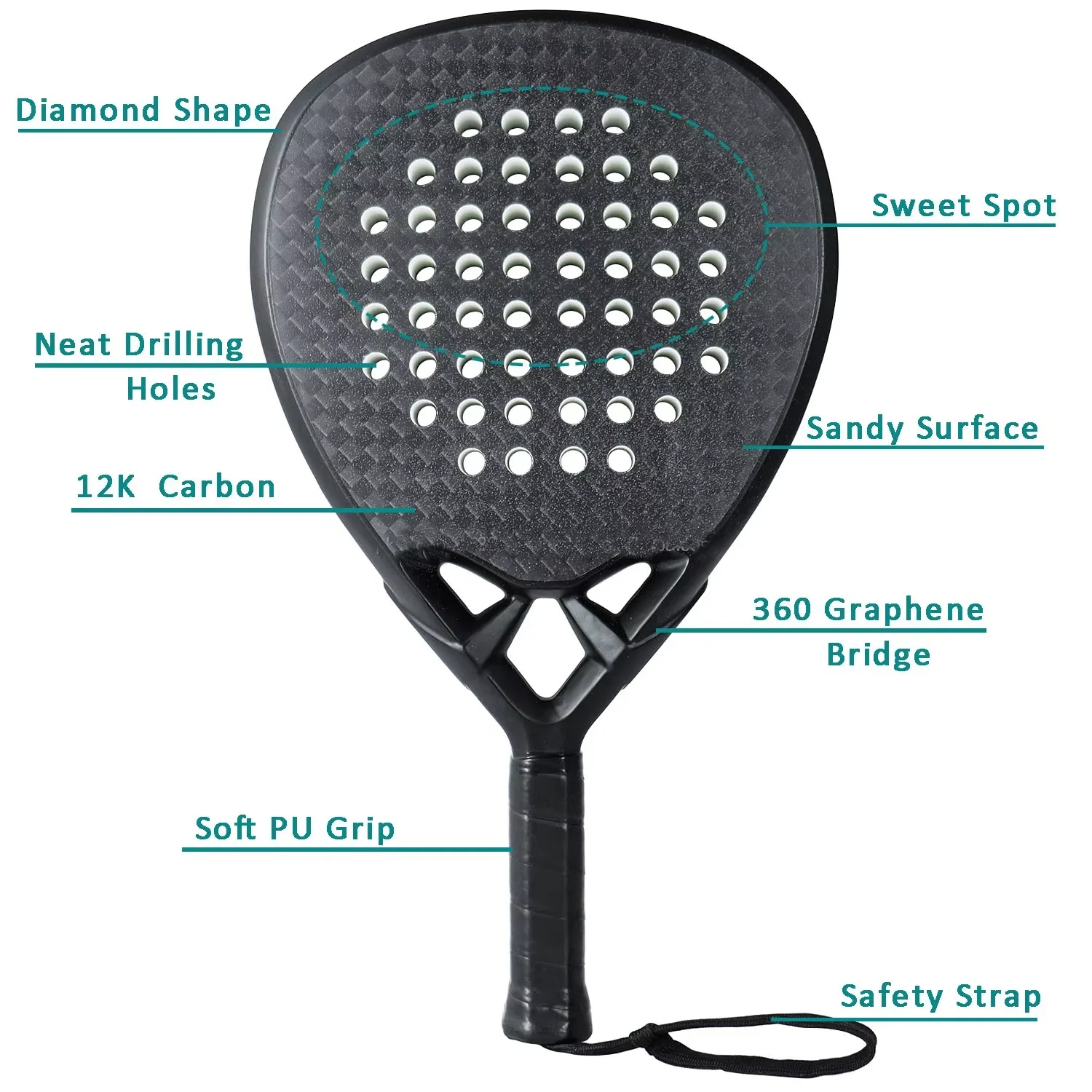 

STLFCustom Designed Carbon Fiber Tennis Paddle for Beach and Outdoor Sports Quality Guaranteed Paddle Racket