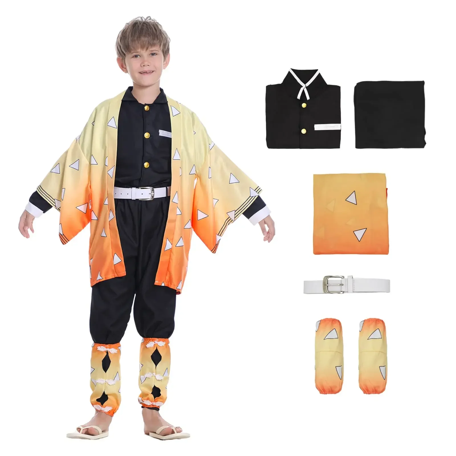 

Costume de Cosplay Anime Agatsuma Zenitsu, dessin animé Kimetsu No Yaiba Zenitsu, perruques Sutis d'halloween pour