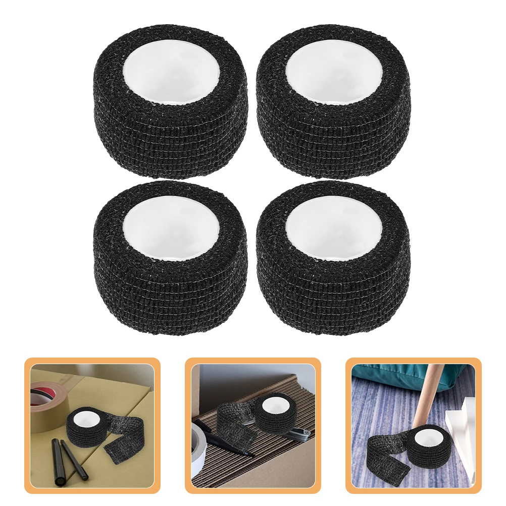 

4 Rolls Black Table Chair Leg Protection Tape Adhesive Backing ex Stripes Pads Furniture Floor Protectors Anti Slip Wear