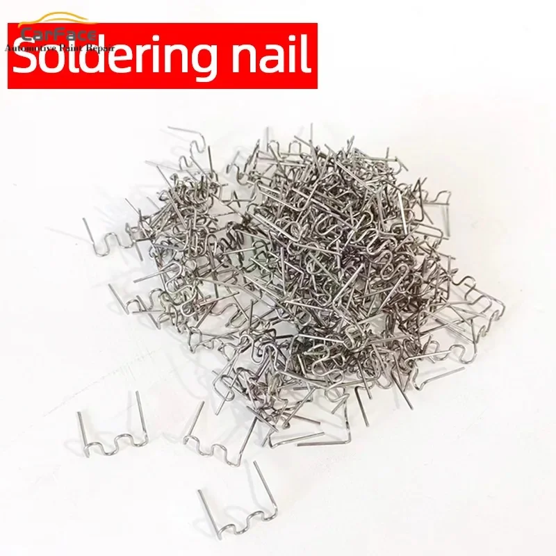 500PCS Auto Bumper Nail Welding Wire Plastic Parts Fixing Nail Patch Welding Machine Welding Gun Hot Melt Nail Hole Repair Net 