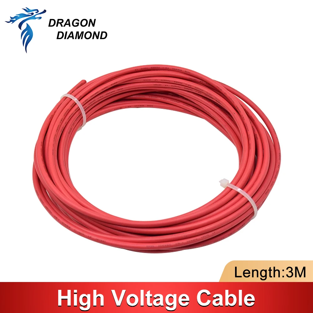 High Voltage Cable Red Positive Wire For CO2 Laser Power Supply and Tube For Laser Engraver Cutting Machine