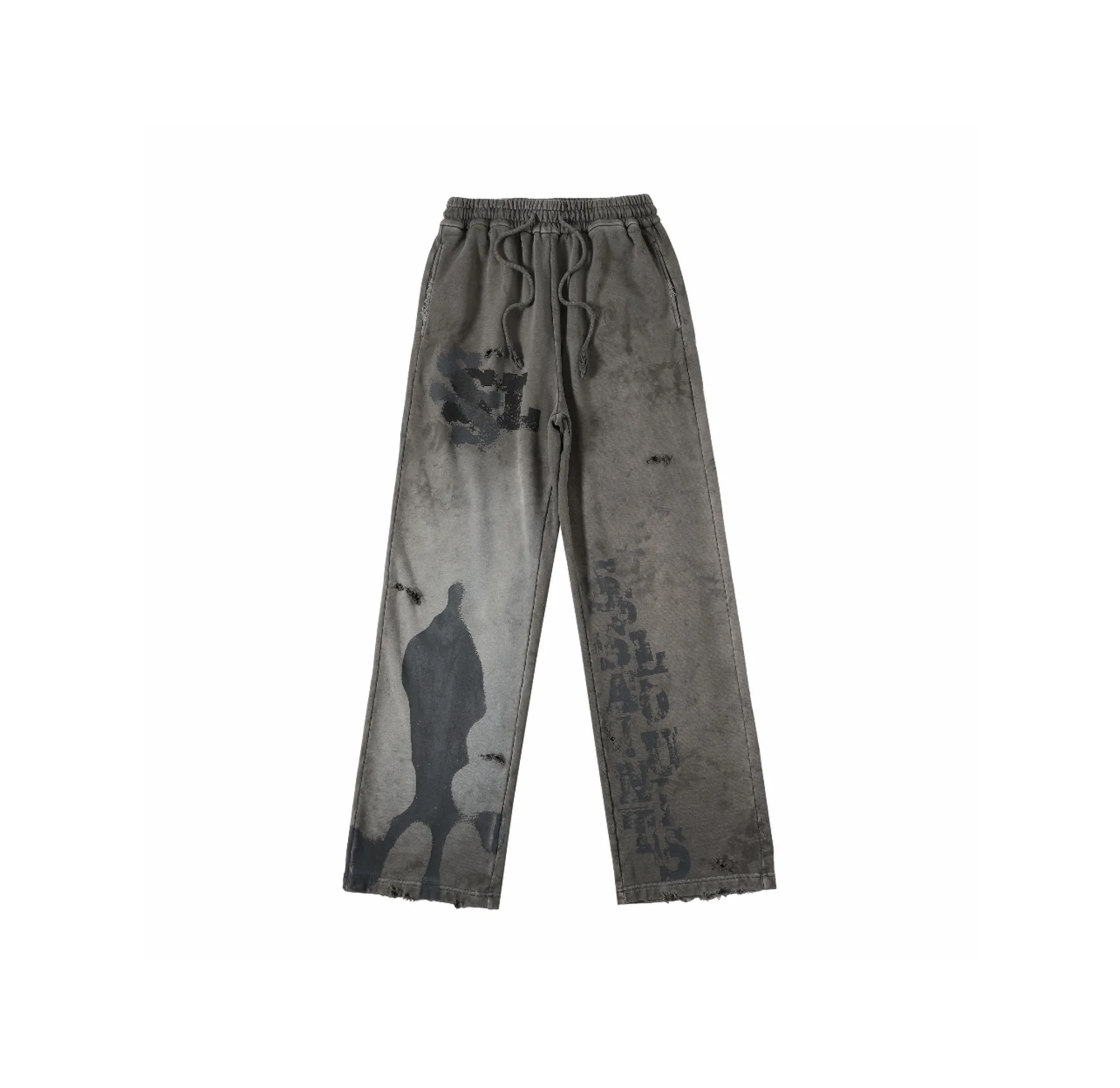 New Arrival SSAINT LOUIS Dirty Old Graffiti Printed Drawstring Sanitary Pants Casual Sport Pants