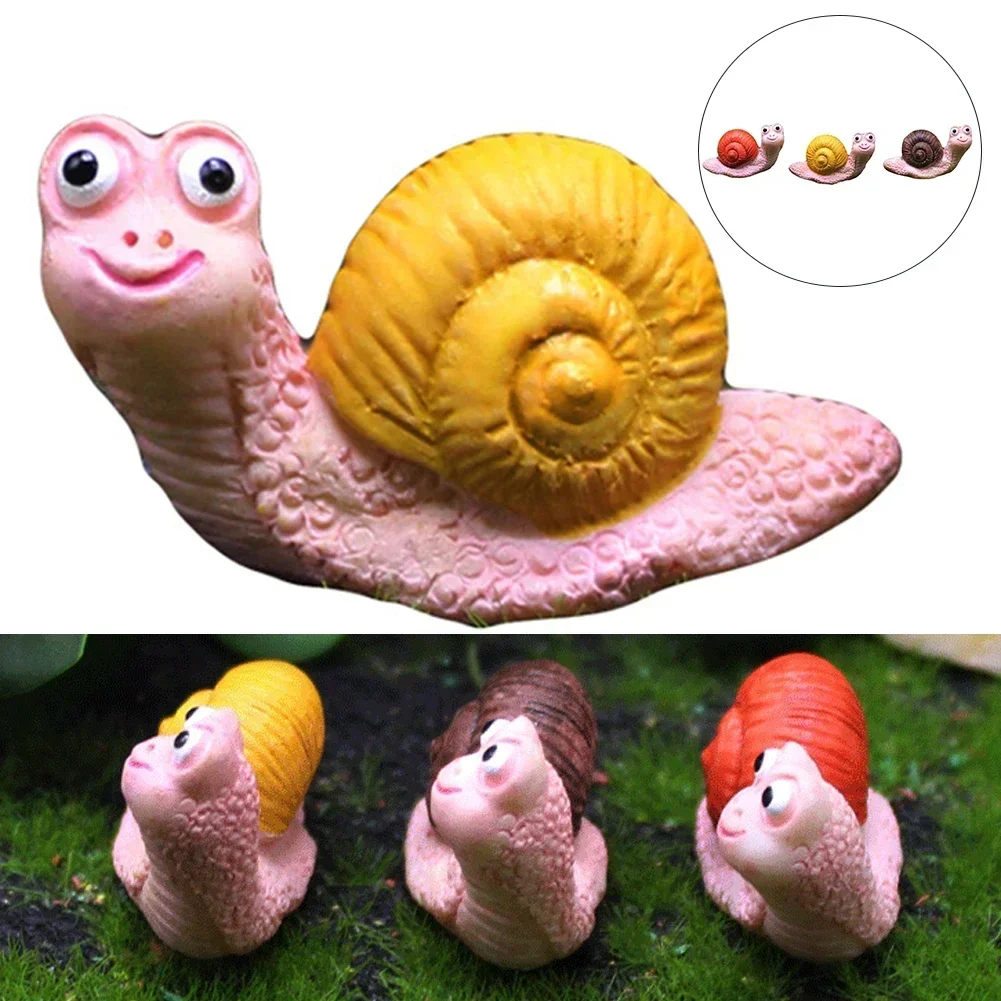 Resin Small Snail Figurine Garden Decoration Cute Animal Kawaii Snail Model Creative Simulation Mini Ornament Outdoor