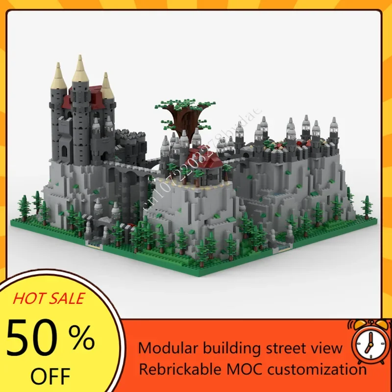 4504PCS MOC Medieval Castle Building Block Model Castle in the mountains Technical Brick DIY Assembly Set For adult Holiday Gift